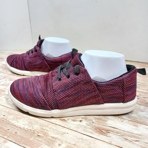 TOMS Lace Up Sneakers Tennis Shoes Pink Purple Black Women's Size 8